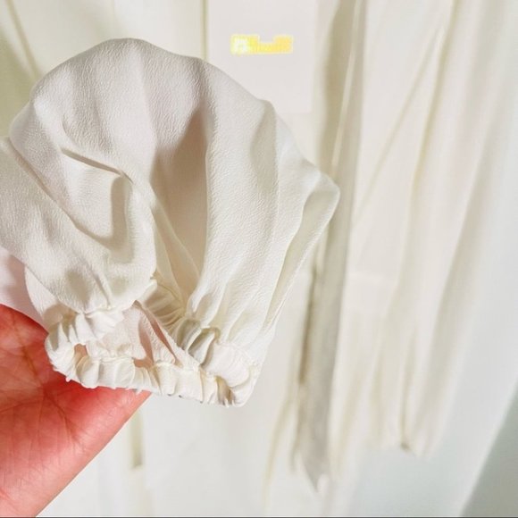 NWT Diane Von Furstenberg Agna Tie Neck Long Sleeve Midi Dress in Ivory - Picture 8 of 8